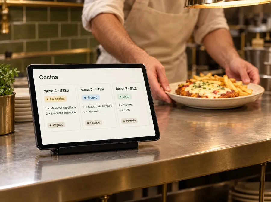 Monitor de cocina con pedidos de distintas mesas